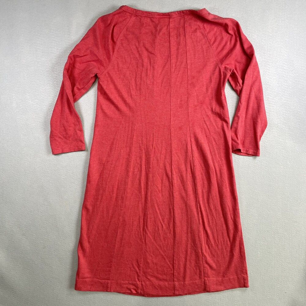 J Jill Ponte Raglan Sleeve Dress Size S Coral Midi 3/4 Sleeves Scoop Neck - Picture 4 of 9